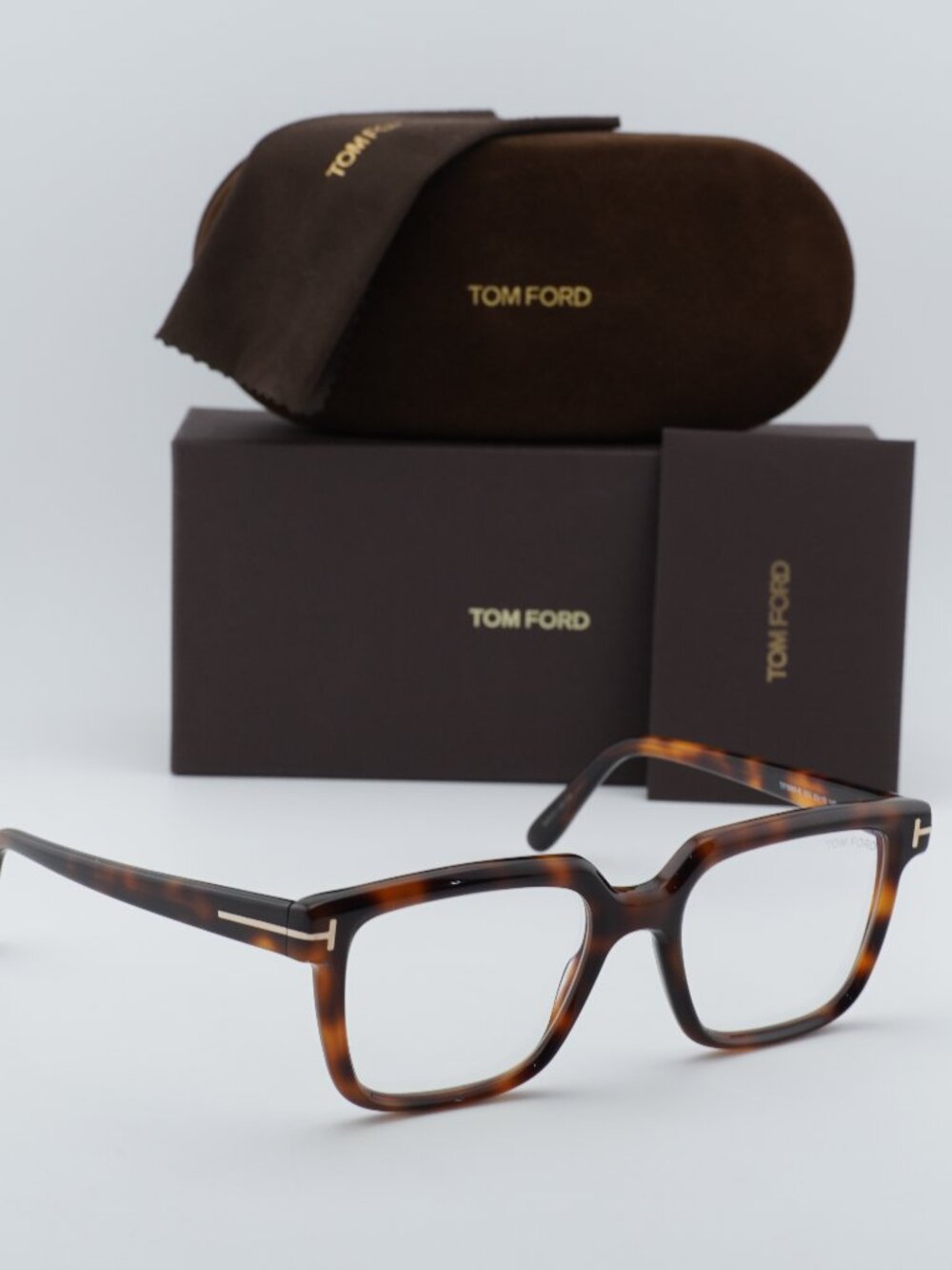 Tom Ford FT5889-B 053 Square Eyeglasses 53mm - Havana/Blue Light Block